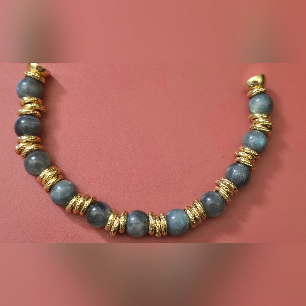 Itaor Italy Labradorite Strong Magnetic Hidden Gold Ball Closure 8.25"